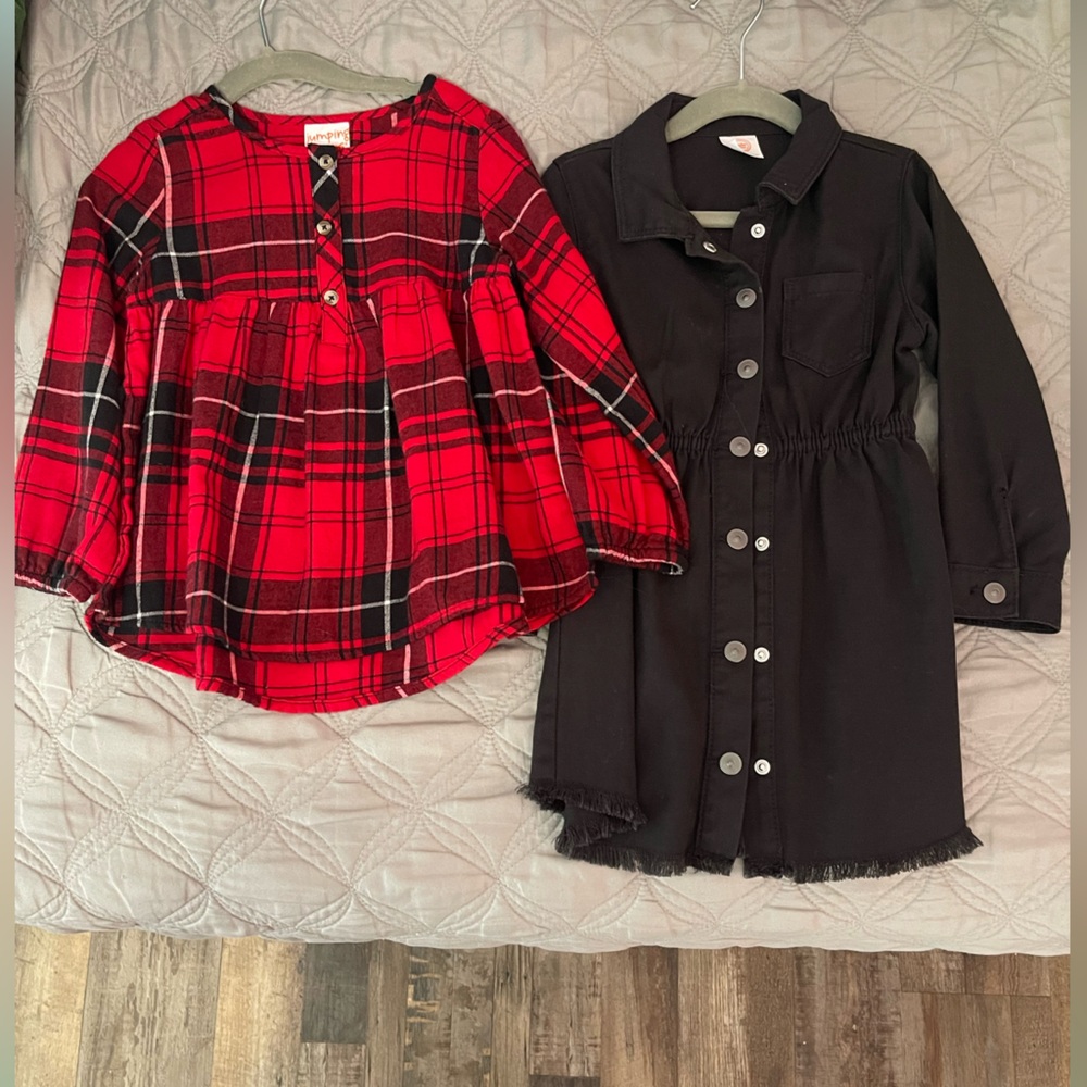 Jumping Beans Red Plaid Shirt and wonder nation dress